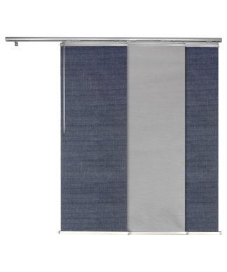 Azure-Dappled Iron Panel Track Room Divider Vertical Blinds 94"Hx36-66"W