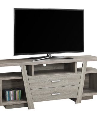 60" TV Stand With 2 Storage Drawers, Dark Taupe