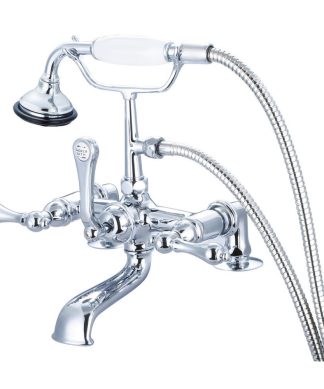 Vintage Classic Deck Mount Tub Faucet With Handshower, Hand Polished, Richly Tri