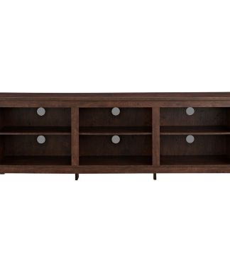 70" Wood Media TV Stand Storage Console, Traditional Brown