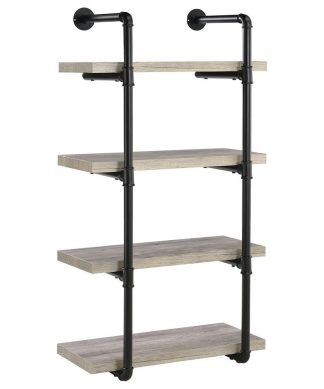 24" Wall Shelf, Black And Gray Driftwood