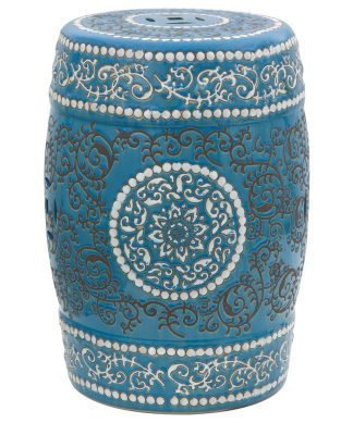 18" Blue Medallion Porcelain Garden Stool