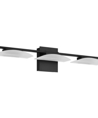 3-Light, 6.7W LED Vanity Light, Matte Black/Satin Plastic Shade