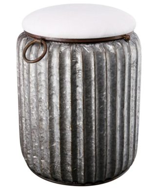 20" White and Silver Gray Quinby Storage Stool