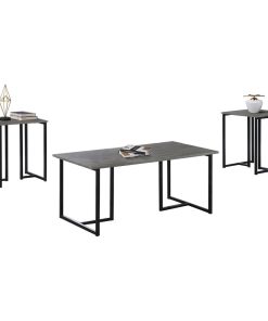 3 Piece Table Set, Weathered Brown and Black