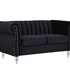 Westwood Velvet Loveseat, Black