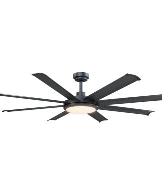 60 in Modern Ceiling fan with 8 Blades, Remote Control in Matte Black
