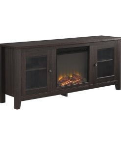 Walker Edison 58" Fireplace Stand With Doors, Espresso