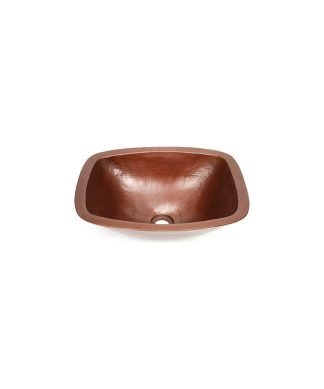 17" Rectangular Ovoid Copper Vessel Sink, Cafe Natural