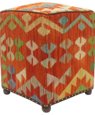 Vintage Mcgowan Handmade Kilim Upholstered Ottoman
