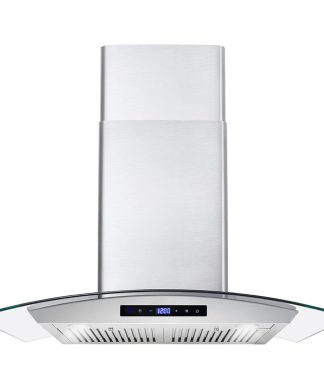 30 in. Wall Mount Range Hood, Stainless Steel, Tempered Glass