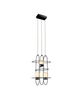 VONN Lyra 16" Integrated LED Wire Frame Aluminum/Glass Chandelier in Black