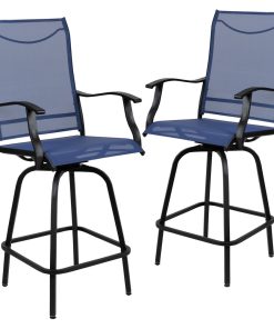 2 Pack Navy Swivel Patio Stool