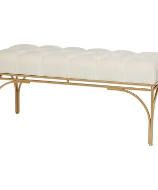 White Metal Glam Bench, 18" x 39" x 16" 560566