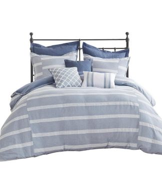 100% Cotton Woven Stripes Pieced 8pcs Comforter Set