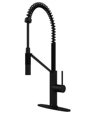 VIGO Livingston Magnetic Kitchen Faucet With cFiberTM and Deck Plate, Matte Blac