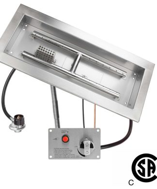 18"x6" CSA Certified Fire Pit Burner Kit, Stainless Steel, Propane