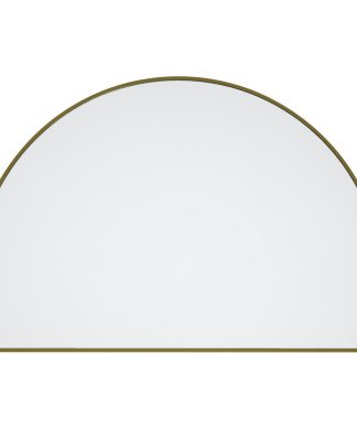 32"Hx48"W Arch Shape Stainless Steel Framed Mirror, Satin Brass
