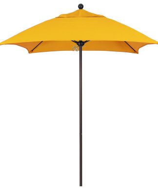 6' Fiberglass Market Umbrella PO DVent Silver, Sunbrella, Sunflower Yellow