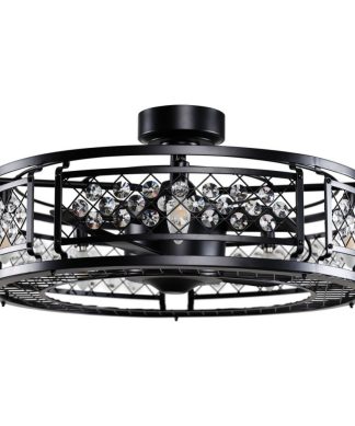 26.9 in Indoor 3 Blades Ceiling Fan with Remote Control in Black
