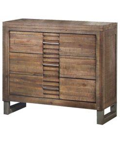 Wooden Nightstand with 3 Drawers, Reclaimed Oak