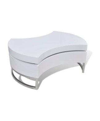 vidaXL Coffee Table Shape-Adjustable High Gloss White Side End Storage Table