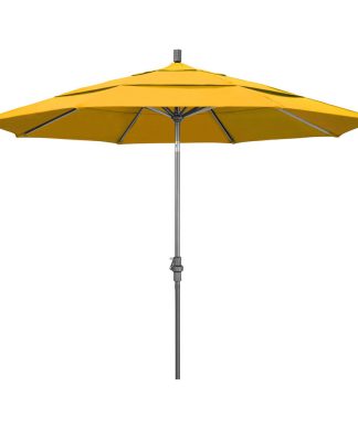 11' Grey Collar Tilt Crank Aluminum Umbrella, Yellow Pacifica