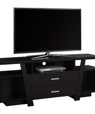 60" TV Stand With 2 Storage Drawers, Cappuccino