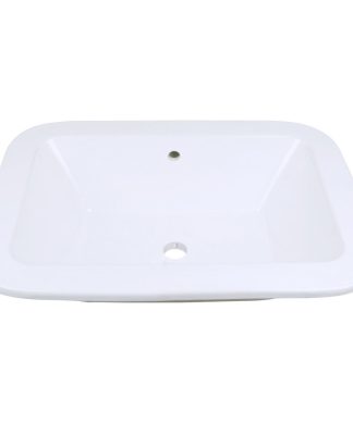 21.75-in. W Undermount White Vessel For Deck Mount Deck Mount Drilling