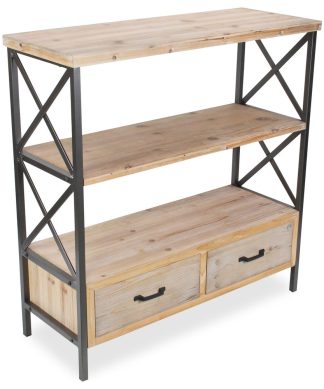 Wooden 3-Tier With 2-Drawer Shelf