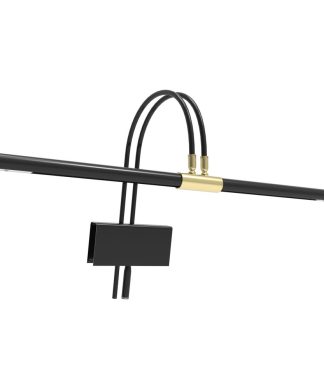 22" LED Grand Piano Lamp, Black and Brass, With Brass Accents