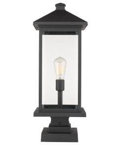 Z-Lite 1 Light Outdoor Pier Mounted Fixture, Black, 9.5x25