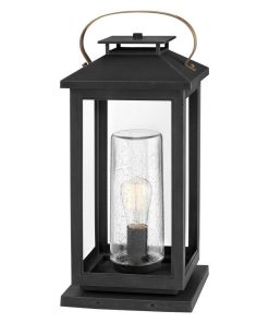 1 Light Medium Outdoor Pier Mount Black E26 Medium Ash Bronze Finish Clear