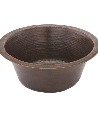 16" Round Hammered Copper Bar Sink With 2" Drain Size, 2"