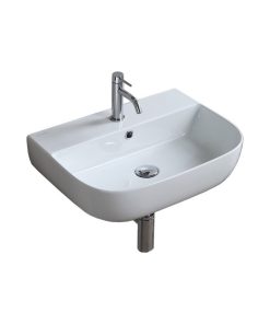 22" Modern Ceramic Wall Mounted or Vessel Sink, 1-Hole