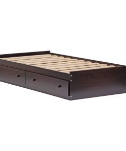 100% Solid Wood Kansas Twin Mate's Platform Storage Bed, Java