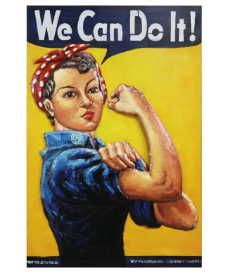 "We can do it!" Mixed Media Iron Hand Painted Dimensional Wall Art