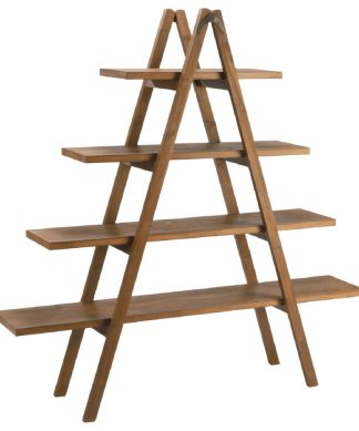 4 Tier A-Frame Wooden Display Shelf, Brown