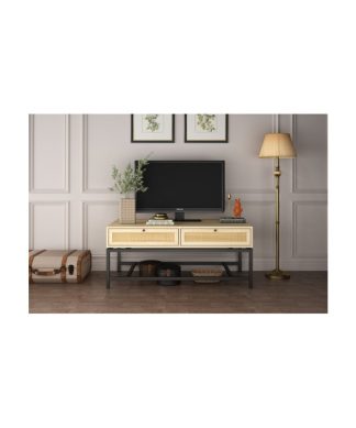 Wood table with with two drawers modern TV stand for home decor