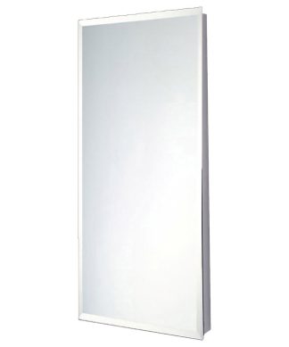 14"W x 30"H Corner Series Surface Mounted Beveled Edge Mirror Door Cabinet