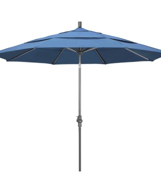 11' Grey Collar Tilt Crank Aluminum Umbrella, Capri Pacifica