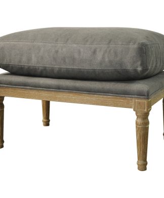 Warren Ottoman, Wood, Antique White; Fabric, Frost Gray
