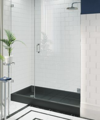 Voltaire 60"x32" Acrylic Black, Single-Threshold, Left-Hand Drain, Shower Base