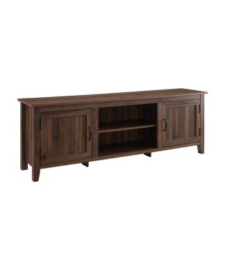 Walker Edison 70" Modern Farmhouse Wood TV Stand in Dark Walnut