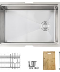 27 inch Workstation Single Bowl Undermount 16 Gauge Stainless Steel Kitchen Sink
