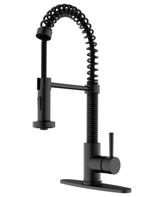 VIGO Edison Pull-Down Kitchen Faucet With Deck Plate, Matte Black