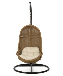 Yukon Wicker Hanging Chair, Dark Gray/Light Brown/Black