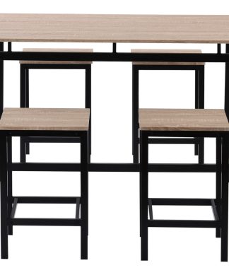 5-Piece Kitchen Counter Height Table Set, Industrial Dining Table with 4 Chairs