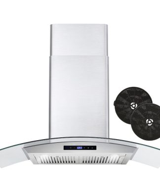 36 in. Ductless Wall Mount Range Hood in Stainless Steel, Soft Touch Controls