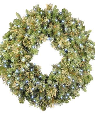 4' Blended Pine Wreath Pre-Lit With Pure White LEDs